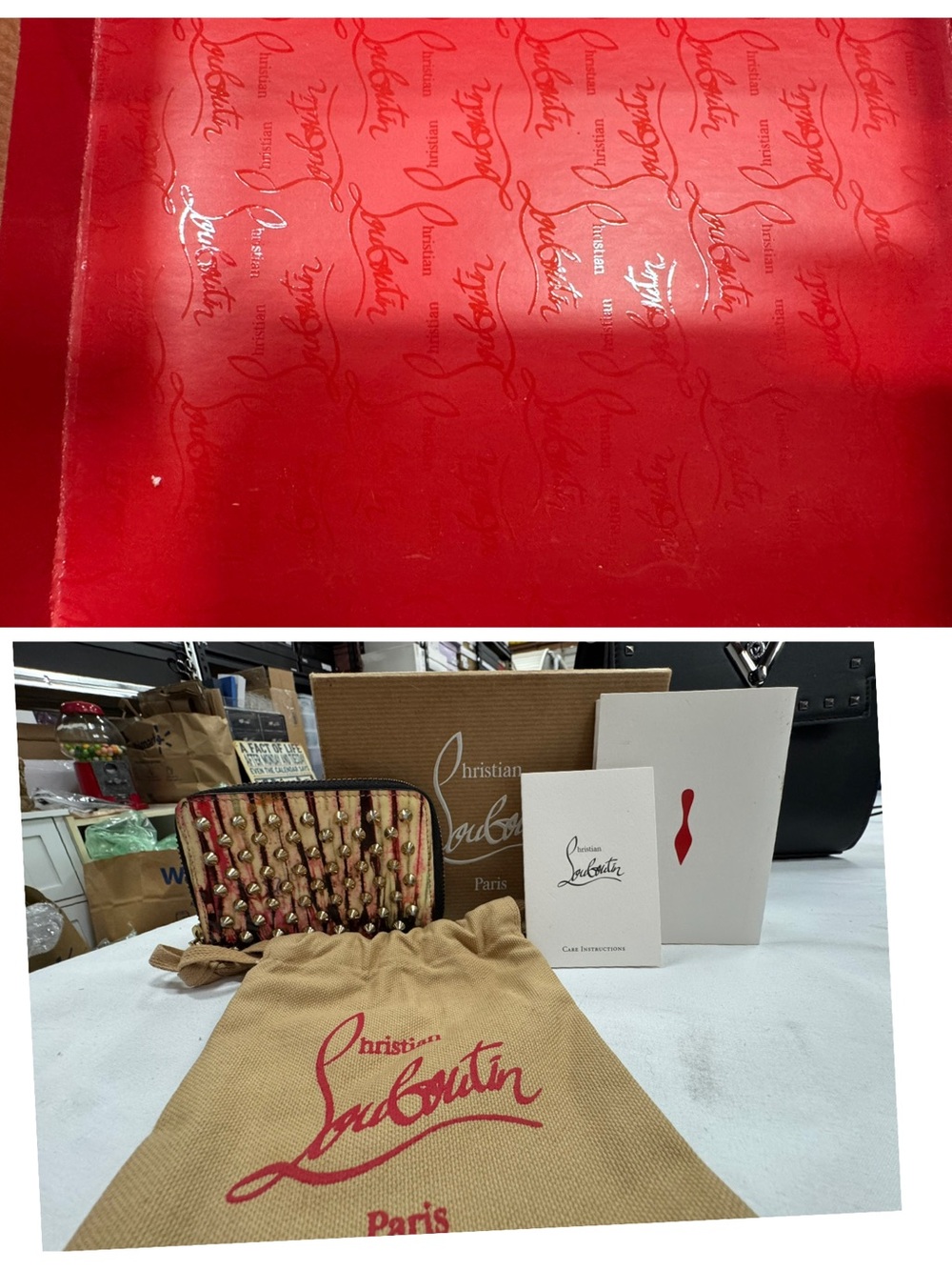 Christian Louboutin Studded Limited Graffiti Collection Patent Leather Wallet - Picture 8 of 8